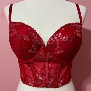 Victoria's Secret Red Floral Lace Bustier